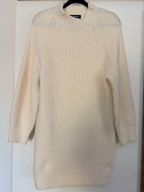 Express Cream Ribbed Turtleneck Sweater